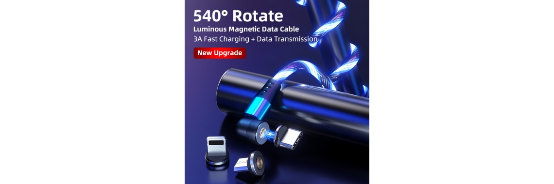 Magnetic 3 in 1 540° Rotation Data Transfer Charge Cable