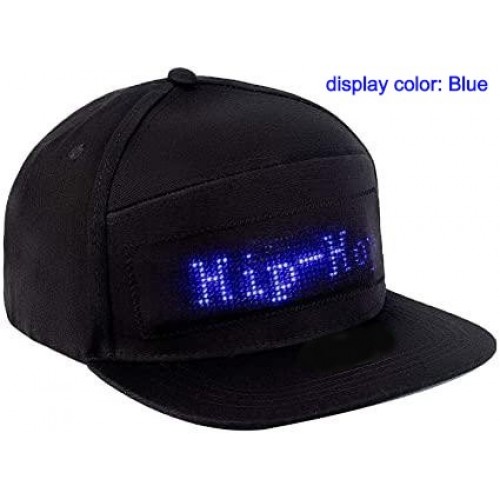 App-Controlled Bluetooth LED Message Snapback Hat – Programmable Colorful Display – Black
