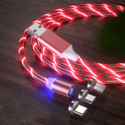 Magnetic 3 in 1 LED Flowing Light Charge Cable